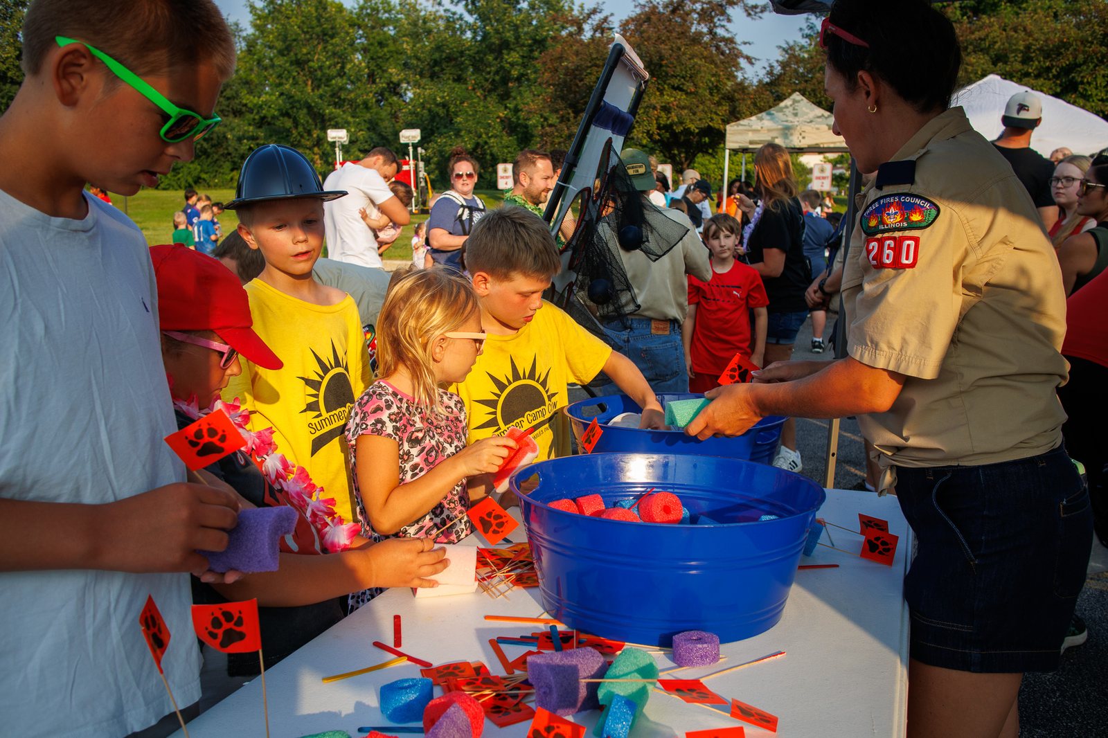 Pack 260 welcoming children at National Night Out