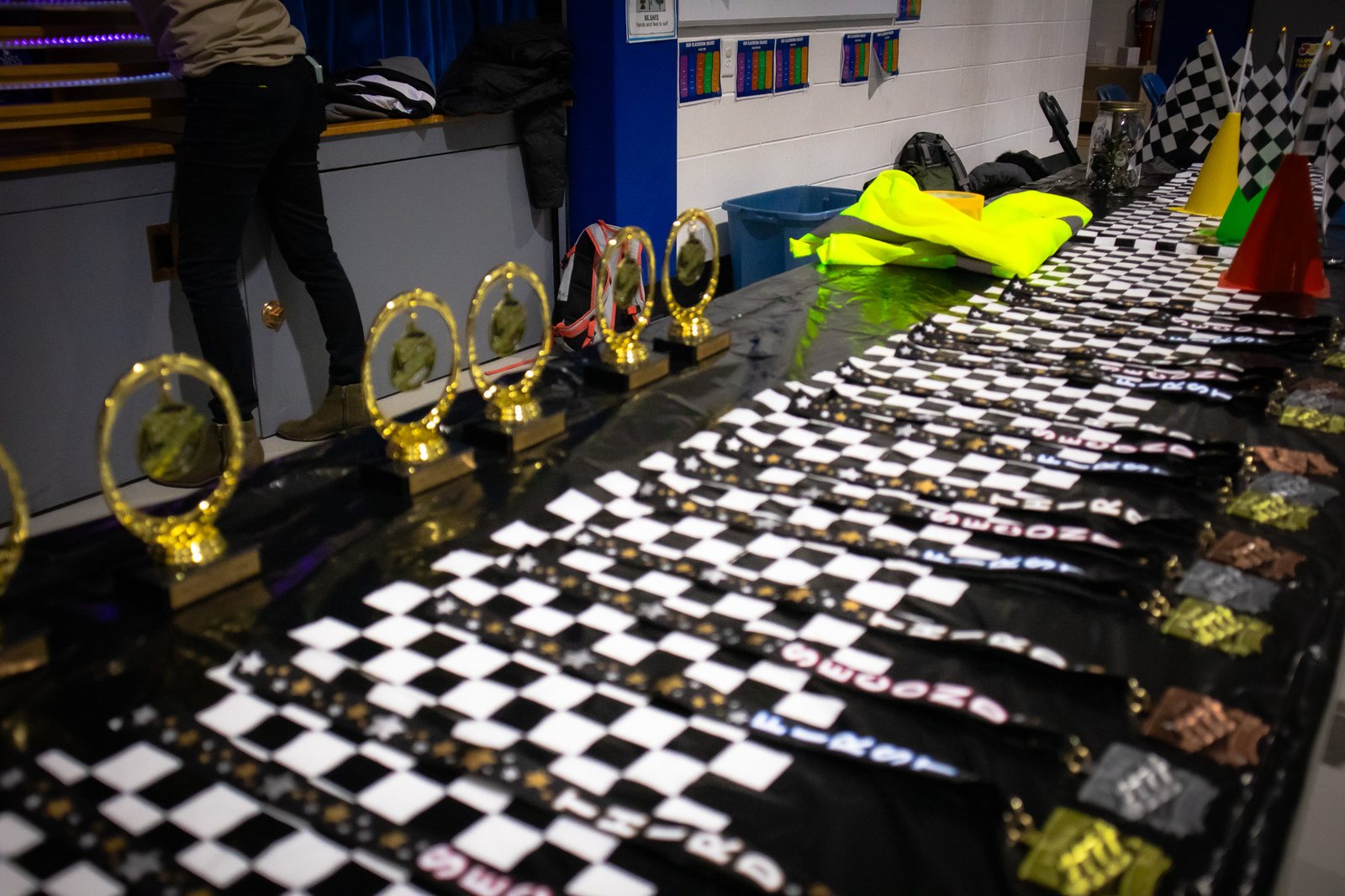 Pinewood Derby awards and race day decorations